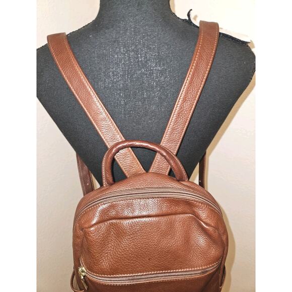 Libaire Leather Backpack Cognac Made in USA - 10x12x4 - Picture 3 of 14